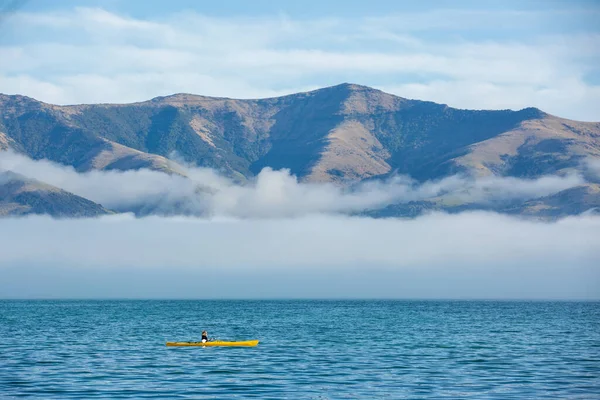 Akarou Körfezi Nde Deniz Kanosu Canterbury Yeni Zelanda — Stok fotoğraf