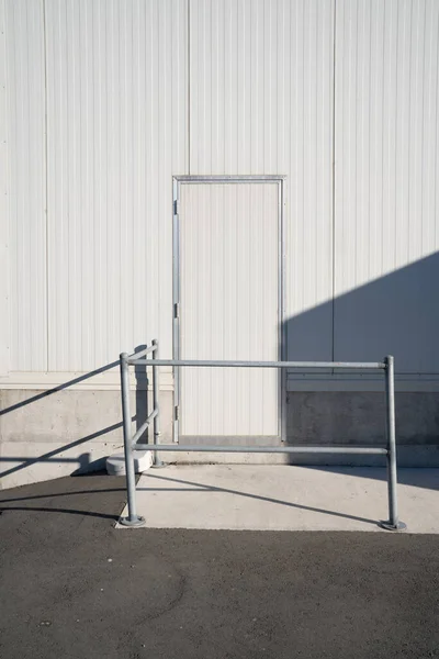 Volet Extérieur Mur Blanc Extérieur Entrepôt Usine — Photo