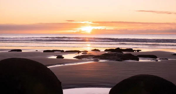 Inizio Inverno Alba Moeraki Boulder Nuova Zelanda — Foto Stock