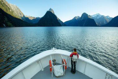 Milford 'un güzel manzaralı gezgini Fiordland Ulusal Parkı' nda Yeni Zelanda.