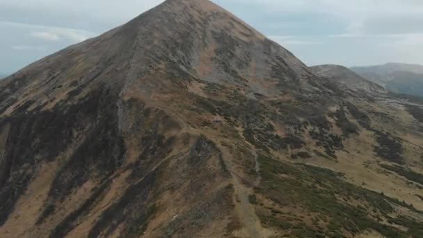 Scatto Aereo Con Vista Sulle Montagne Foresta Molti Abeti — Video Stock