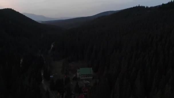 Luftaufnahme Mit Blick Auf Die Berge Wald Viele Tannen — Stockvideo