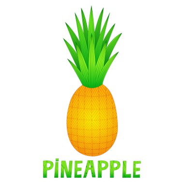 Ananas. Karalama. Renkli vektör çizimi. Elle çizilmiş. Beyaz bir arkaplanda mesajla izole edilmiş. Tasarımınız için parlak dekoratif ananas.