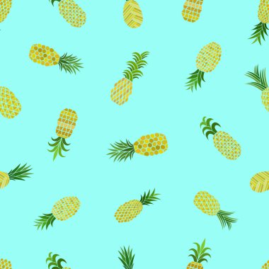 Ananas pürüzsüz desen. Elle çizilmiş. Tropik vektör meyveleri. Karalama. Geometrik süs. Dekoratif elementler. Tekstil ve kumaşlar, duvar kağıtları ve ambalaj kağıtları için..