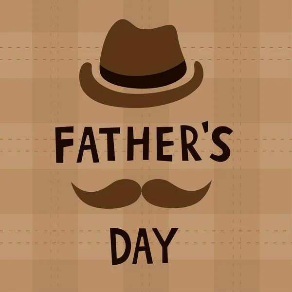 父亲节快乐 有胡子和帽子的贺卡 矢量图解 用于明信片 印刷品 褐色和米黄色背景的文字设计 — 图库矢量图片