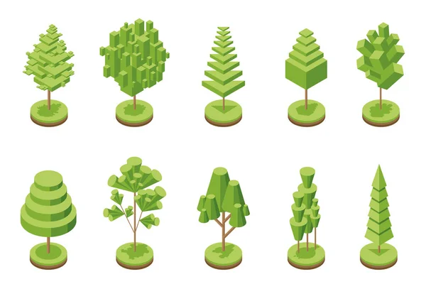 Isometrische Vektorbäume Für Wald Park Stadt Bäume Landschaftsplaner Symbole Für — Stockvektor