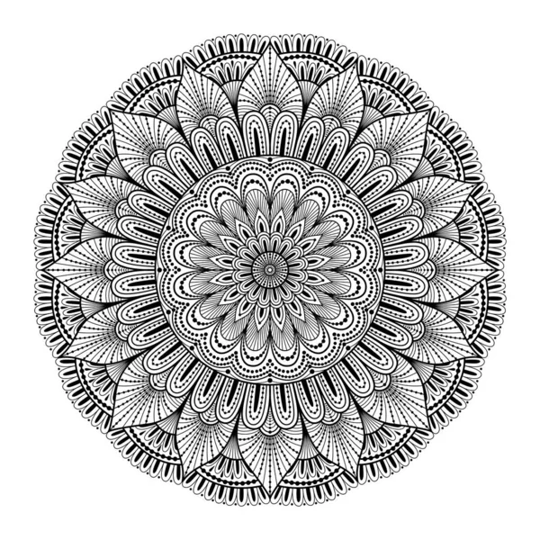 Kulatý Vektor Mandala Stylu Čmáranice Bílém Pozadí Abstraktní Krajka Květinový — Stockový vektor