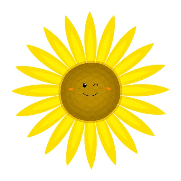 Funny Bunga Matahari Dalam Gaya Kartun Vektor Ilustrasi Pada Latar - Stok Vektor