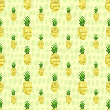 Ananas pürüzsüz desen. Elle çizilmiş. Tropik vektör meyveleri. Karalama. Geometrik süs. Dekoratif elementler. Tekstil ve kumaşlar, duvar kağıtları ve ambalaj kağıtları için..