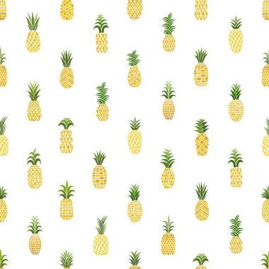 Ananas pürüzsüz desen. Elle çizilmiş. Tropik vektör meyveleri. Karalama. Geometrik süs. Dekoratif elementler. Tekstil ve kumaşlar, duvar kağıtları ve ambalaj kağıtları için..