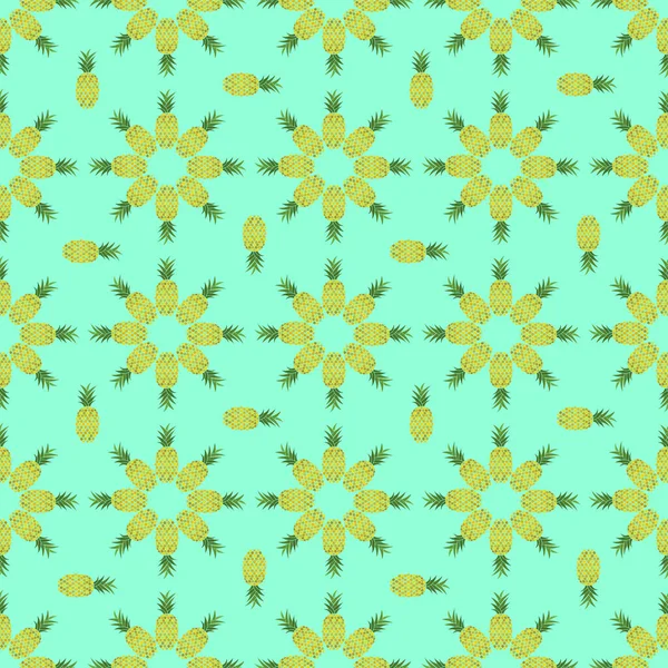 Ananas Nahtloses Muster Handgezeichnet Tropische Vektorfrüchte Doodle Geometrisches Ornament Dekorative — Stockvektor