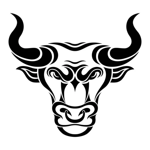 Vector Bull Head Retro Style Black Silhouette Animal Decorative Logo — 스톡 벡터