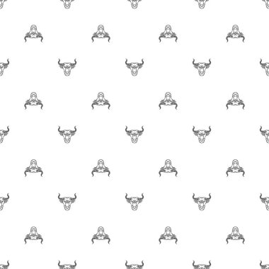 Boğa deseni. Dekoratif hayvan kafası. Vektör çizimi. Yılın sembolü oldu. Siluet. Klasik stil bufalo. Noel arkaplanı. Tekstil ürünleri, ambalaj kağıtları, kumaşlar, afişler için uygun.