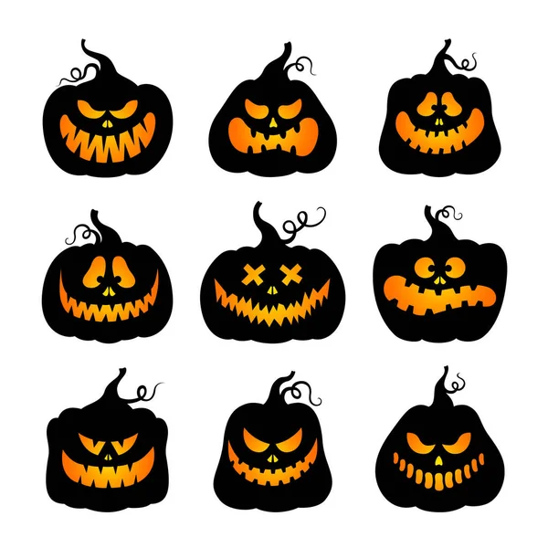 Siluetas Aterradoras Caras Calabaza Halloween Ilustración Vectorial Estilo  Dibujos Animados vector, gráfico vectorial © @ imagen  #401028932