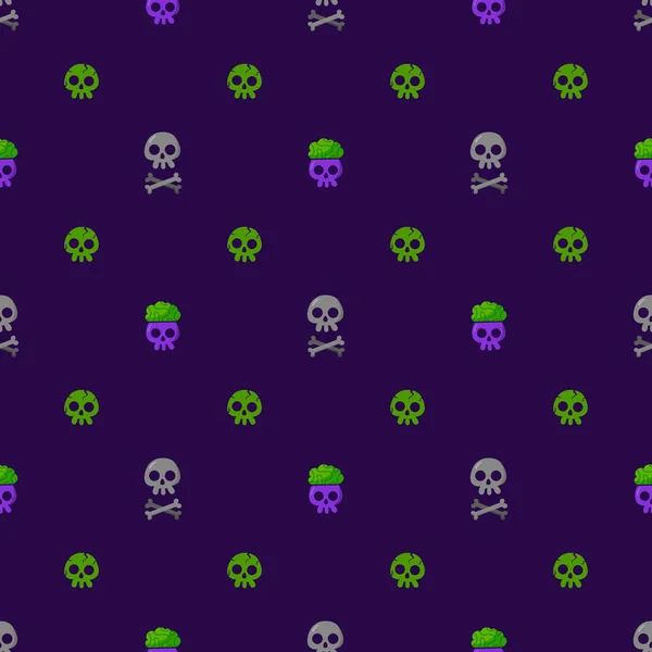 Crânes Halloween Motif Vectoriel Cartoon Style Kawaii Trucs Friandises Joli — Image vectorielle