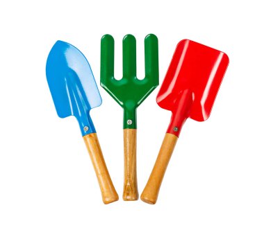 Araçlar spade, çatal ve beyaz arka plan üzerinde izole kürek Bahçe, kırpma yolunu kaydedin.