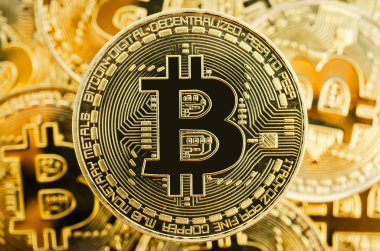 Bitcoin Şifreleme Dijital Bit Parası BTC Para Birimi Teknolojisi İnternet Konsepti.