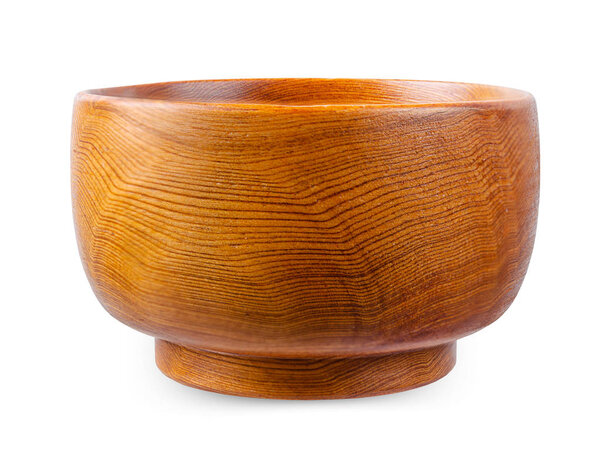 Wooden bowl. Isolated on white background, Save clipping path.