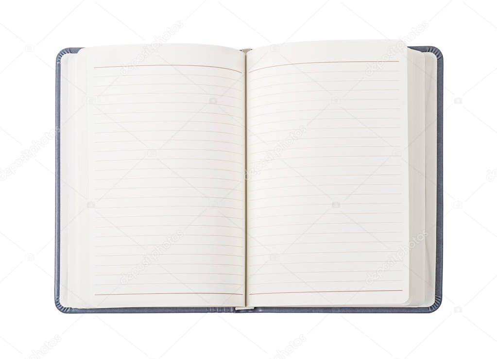 Opened blank book for your text or message isolated on white background, Save clipping path.