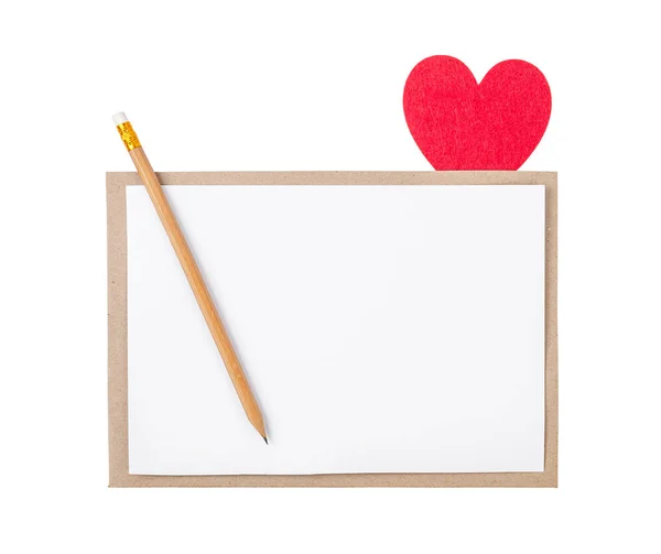 Envelope Carta Amor Com Coração Vermelho Isolado Fundo Branco Salvar — Fotografia de Stock