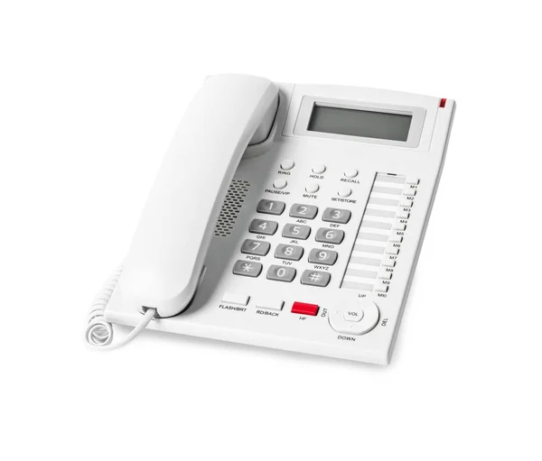 White Phone Kontor Isolerad Vit Bakgrund Spara Klippning Väg — Stockfoto