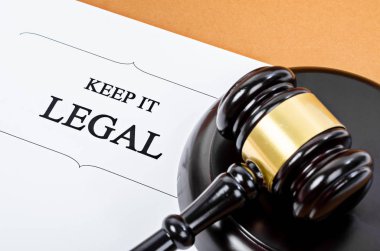 Keep it legal with wooden judge hammer. clipart