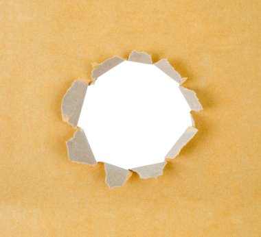 Mesajınızı için delik alanı ile yırtık kahverengi kağıt.