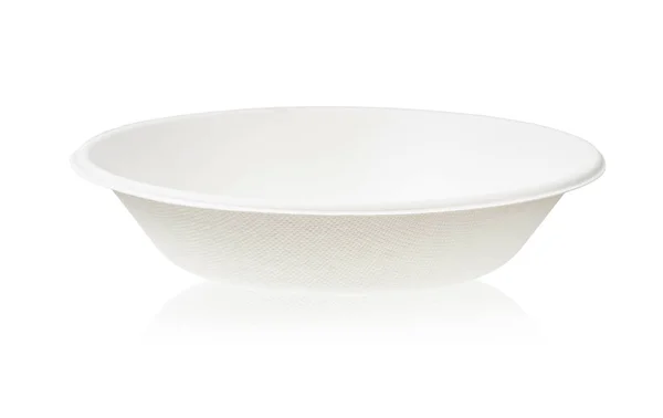 Bagasse Bowl voor voedsel geïsoleerd op witte achtergrond. — Stockfoto