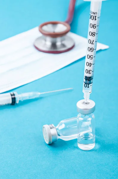 Vaccin Injectiespuit Preventie Immunisatie Behandeling Tegen Coronavirusinfectie Geneesmiddeleninfectieus Concept — Stockfoto