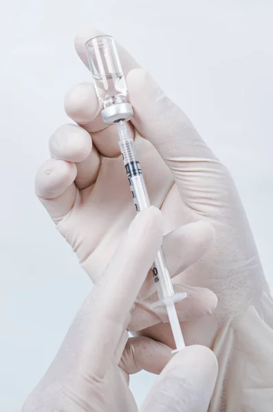 Gros Plan Injection Médicaments Vaccination Sur Homme Médecin Concept Médical — Photo