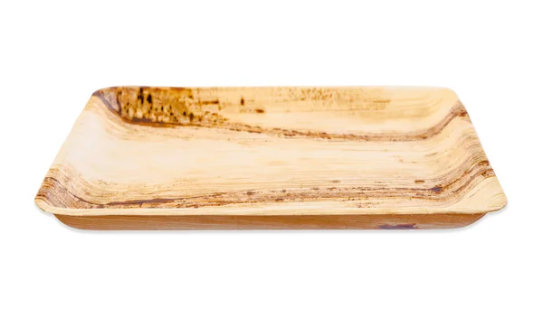 Platte Aus Getrockneter Betelnusspalme Natürliches Material Isoliert Auf Weißem Hintergrund — Stockfoto
