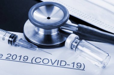 Aşıyla Coronavirus hastalığı 2019. Covid-19 araştırma konsepti.