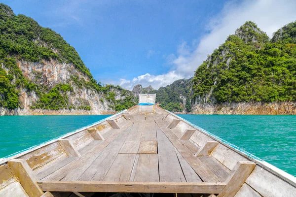 Tayland Geleneksel Uzun Kuyruklu Teknesi Ratchaprapha Barajı Veya Khao Sok — Stok fotoğraf