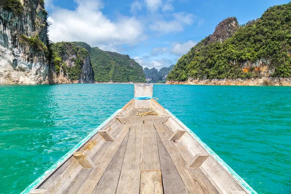 Tayland Geleneksel Uzun Kuyruklu Teknesi Ratchaprapha Barajı Veya Khao Sok — Stok fotoğraf