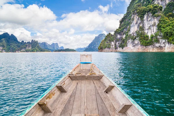 Tayland Geleneksel Uzun Kuyruklu Teknesi Ratchaprapha Barajı Veya Khao Sok — Stok fotoğraf