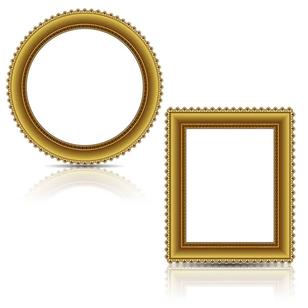 Frames Gouden Kleur Met Schaduw Witte Achtergrond — Stockvector