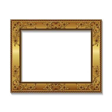 Altın Çerçeve renk ile gölge beyaz arka plan üzerinde