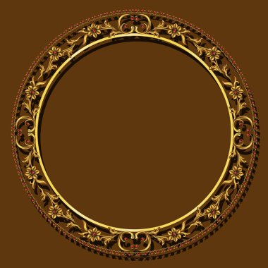 çerçeve altın rengi kahverengi zemin üzerine gölge ile
