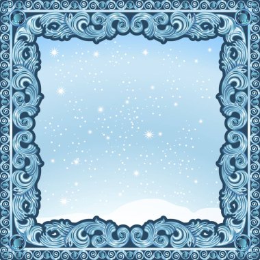 buz için resim ya da fotoğraf mavi bir arka plan üzerinde oyulmuş çerçeve