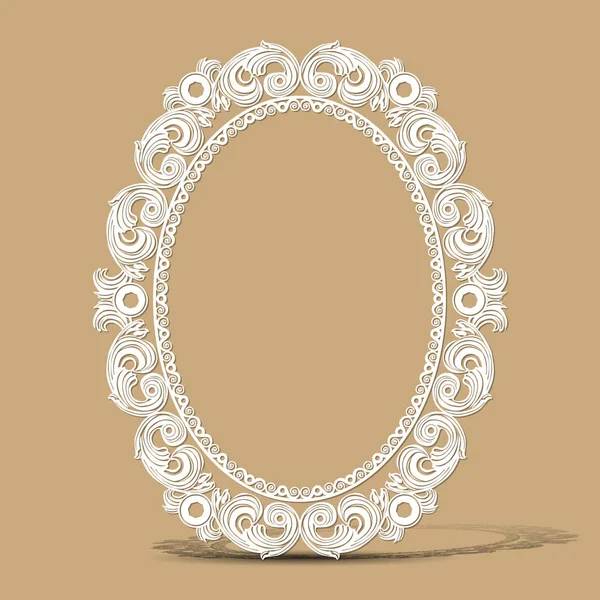 Carved Vintage Frame Made Paper Picture Photo Shadow Gray Background — Stock Vector