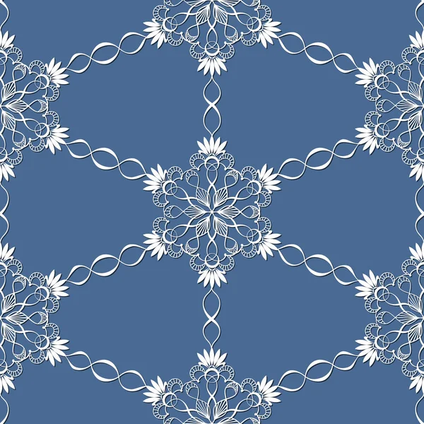 Seamless Pattern White Snowflakes Blue Background — Stock Vector