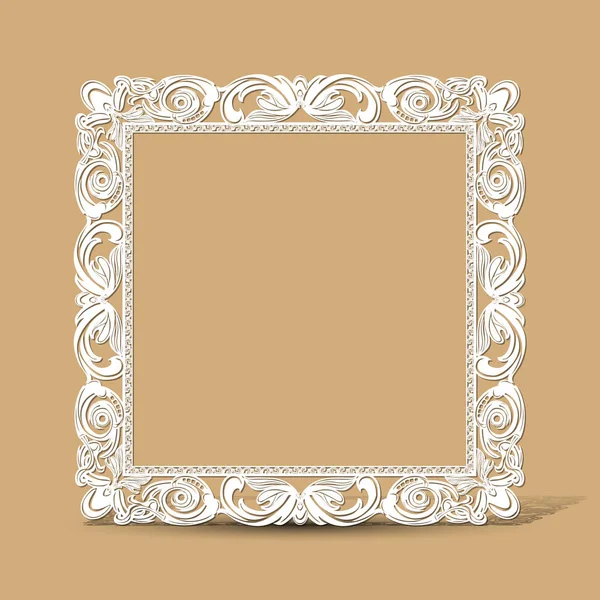 Carved Vintage Frame Made Paper Picture Photo Shadow Light Background — Stock Vector