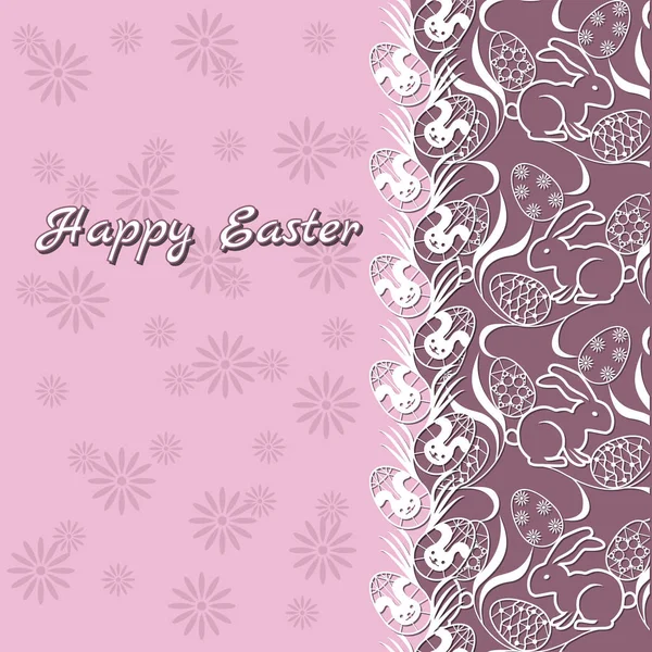 Presente cartão Páscoa coelho e ovos — Vetor de Stock