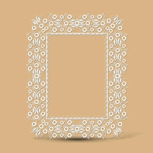 Carved vintage frame made of paper photo with shadow — Stock Vector