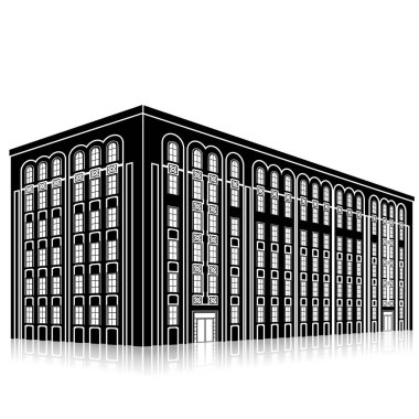 bir giriş ve yansıma ile siluet ofis binası 