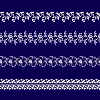 Beyaz dantel kurdeleler kümesi