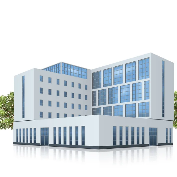 Edificio de oficinas con entrada y reflexión Gráficos Vectoriales
