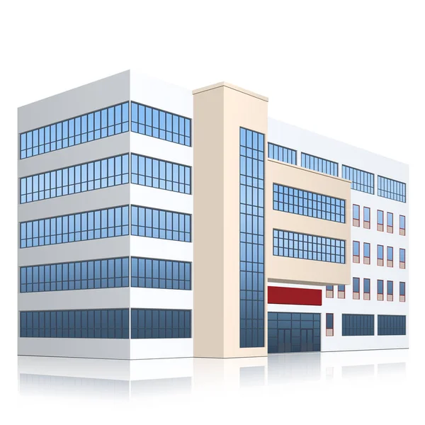 Edifício de escritórios com uma entrada e reflexão —  Vetores de Stock