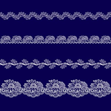 Beyaz dantel kurdeleler kümesi