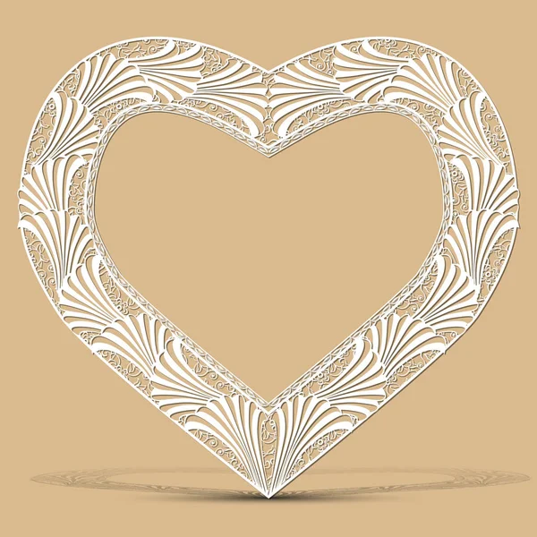 Forma de marco vintage tallado de corazón con sombra — Vector de stock